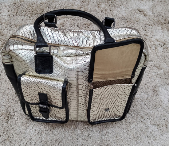 Grand sac en cuir noir/doré