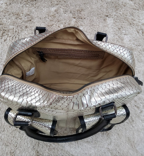 Grand sac en cuir noir/doré