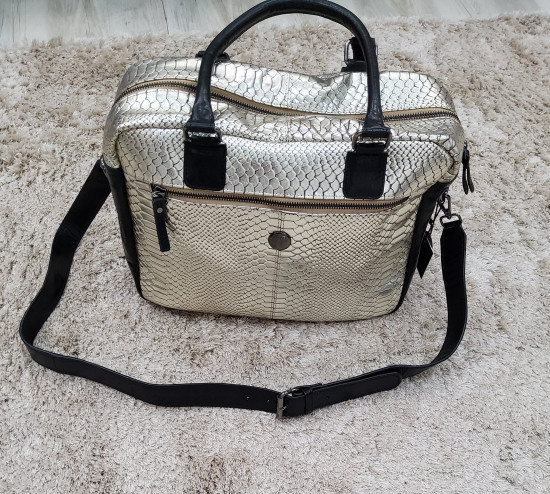 Grand sac en cuir noir/doré