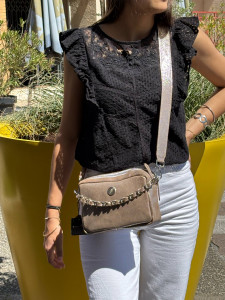 Sac cuir bandoulière irisé gris
