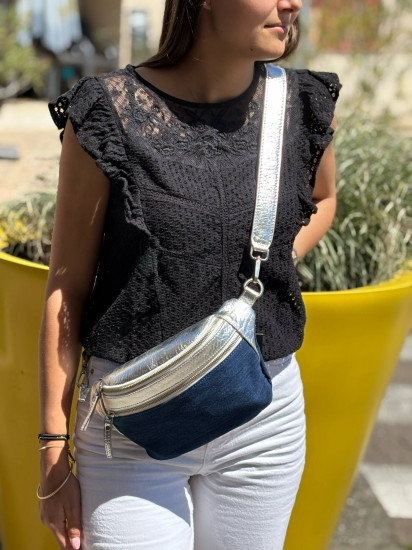 Sac  banane cuir bimatière