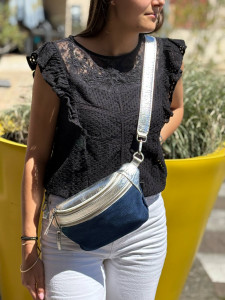 Sac banane cuir bimatière