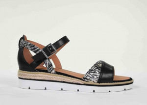 Nu pieds femme noir et argenté