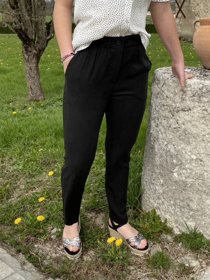 Pantalon droit noir femme best sale