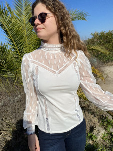 T.Shirt blanc dentelle femme