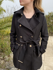 Trench droit noir femme