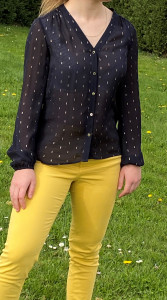 Chemise marine motif doré femme