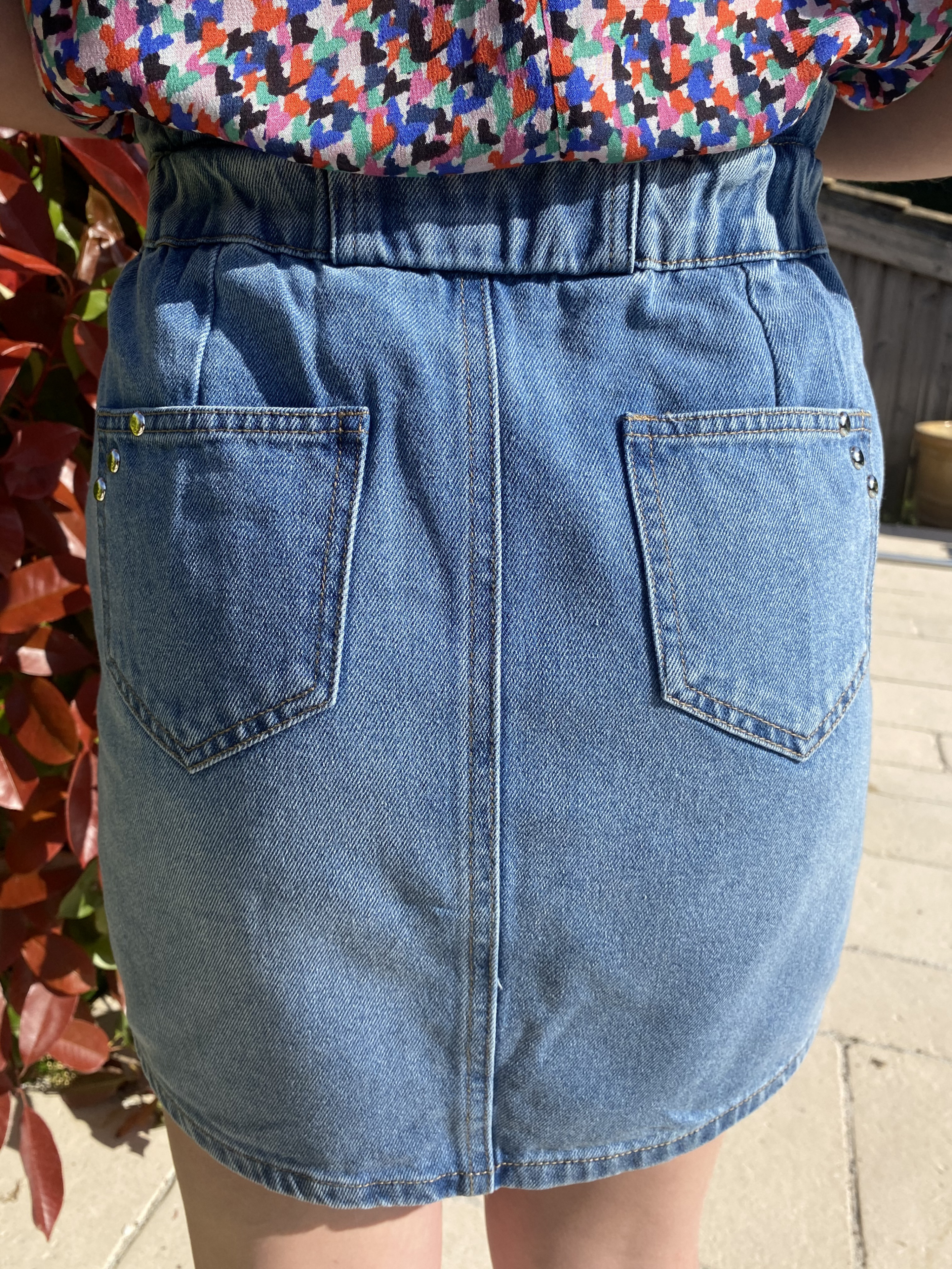 jupe jean courte taille haute femme