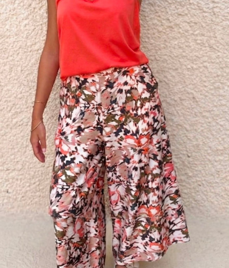 Pantalon large imprimé femme