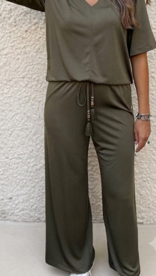 Pantalon fluide kaki femme