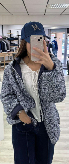 Coupe-vent réversible bleu femme
