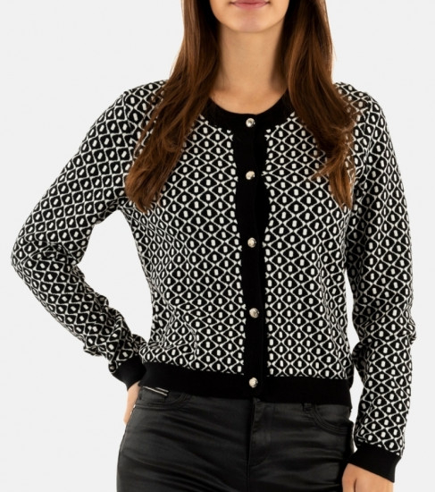 Gilet cardigan noir/blanc femme