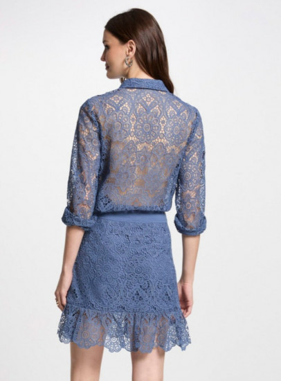 Chemisier à dentelle bleue femme