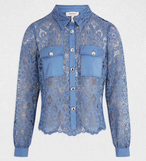 Chemisier à dentelle bleue femme