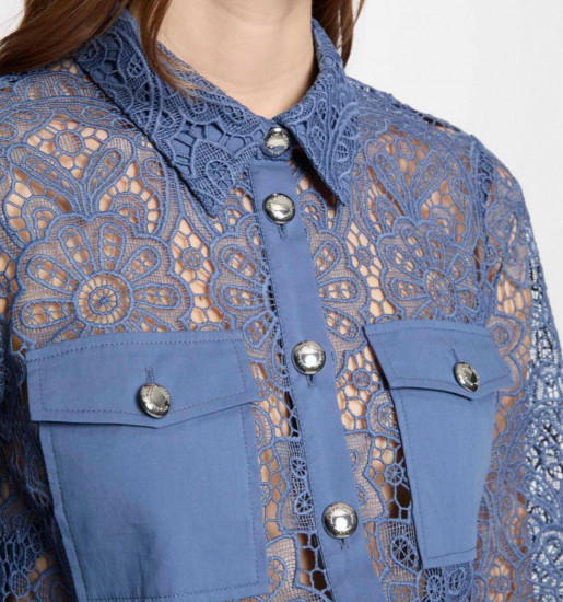 Chemisier à dentelle bleue femme