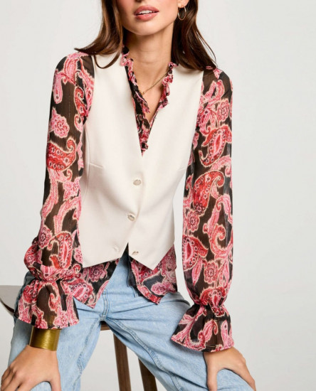 Gilet sans manche ivoire femme
