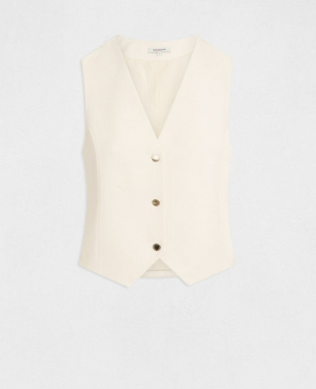 Gilet sans manche ivoire femme
