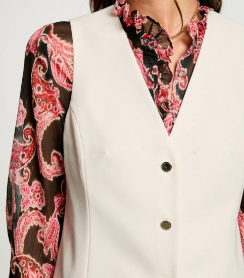 Gilet sans manche ivoire femme