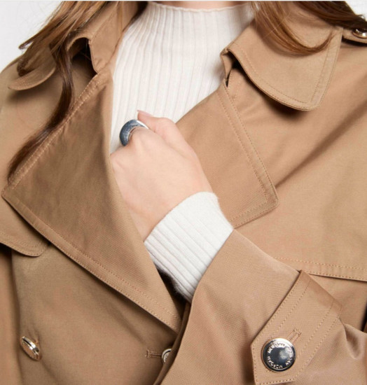 Trench court camel femme