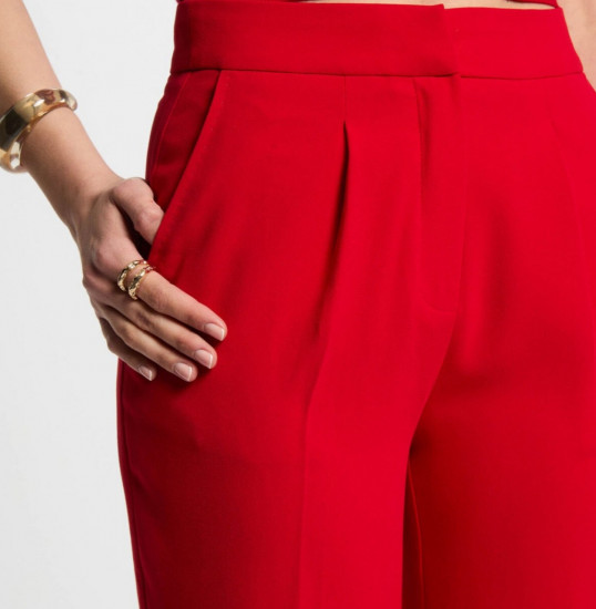 Pantalon large rouge femme