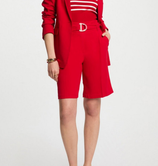 Bermuda à pinces rouge femme
