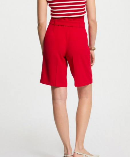 Bermuda à pinces rouge femme