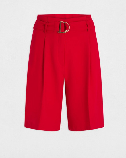 Bermuda à pinces rouge femme