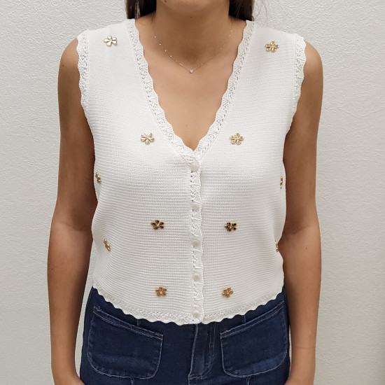 Gilet sans manche blanc femme