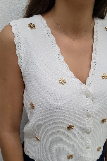 Gilet sans manche blanc femme
