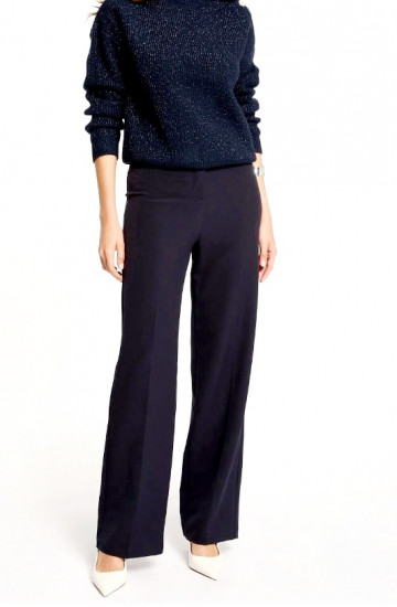 Pantalon droit bleu marine femme