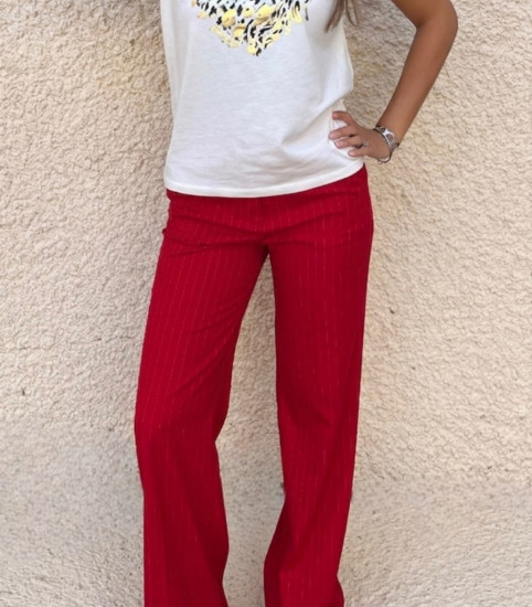 Pantalon droit rouge femme