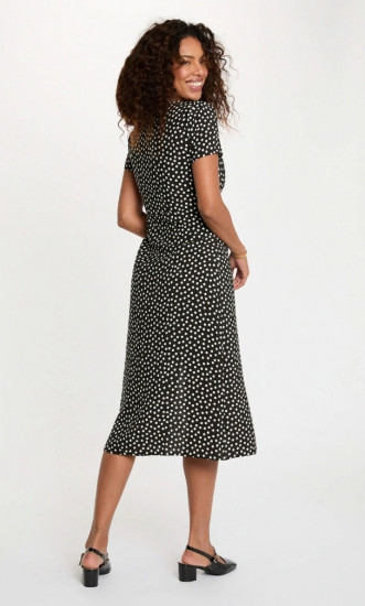 Robe mi-longue col v noir femme