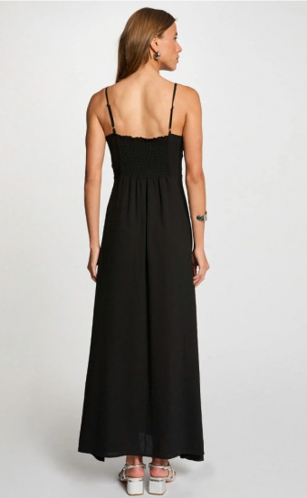 Robe longue fendue noir femme