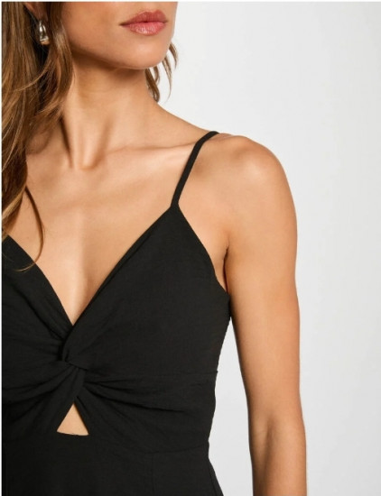 Robe longue fendue noir femme