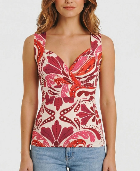 T-shirt col coeur multicolore femme