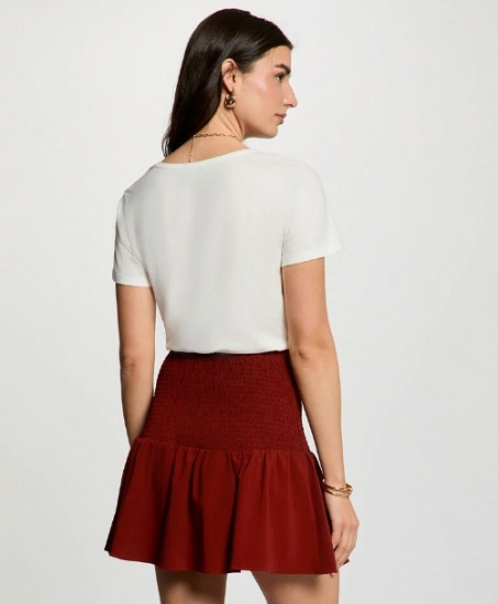 T-shirt col v blanc femme