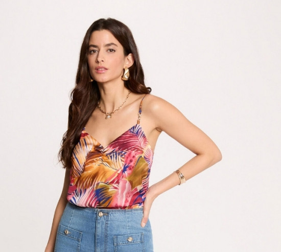 Top bretelles fleuri femme