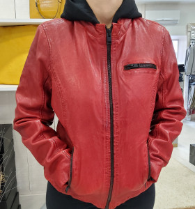 Blouson cuir rouge Karah