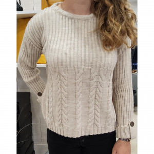 Pull beige à torsades