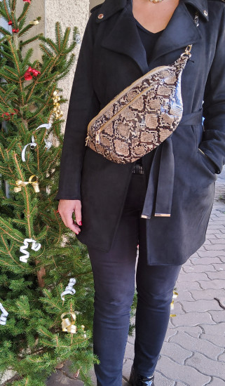 Sac banane python taupe femme