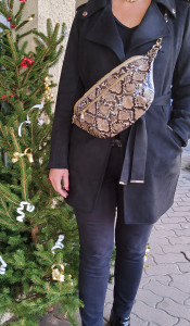 Sac banane python taupe femme