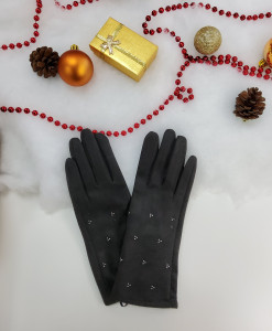 Gants noir avec strass femme