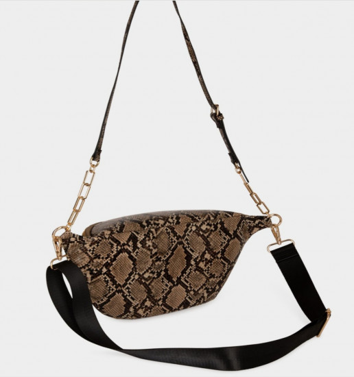 Sac banane python taupe femme