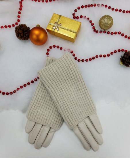 Gants mitaines écru femme