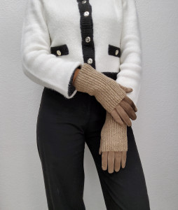Gants mitaines taupe femme