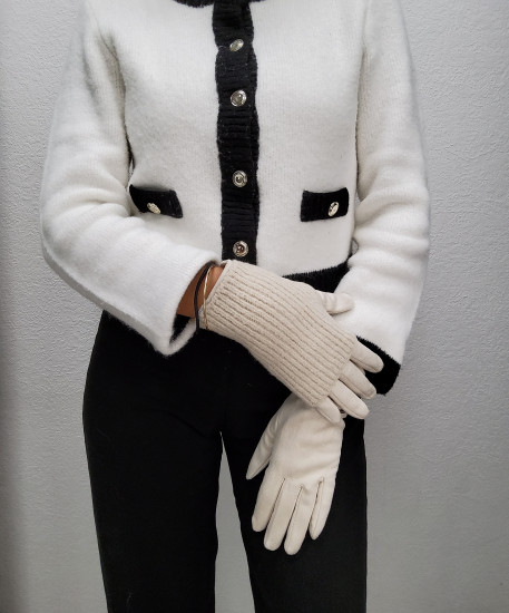 Gants mitaines écru femme