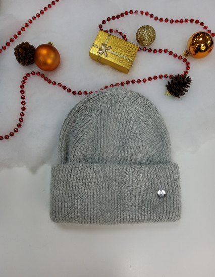 Bonnet angora gris femme