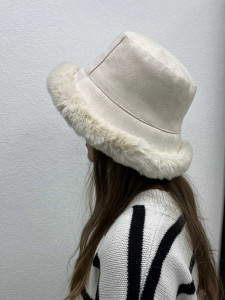 Chapeau fourrure beige femme