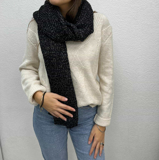 Echarpe aspect maille noir  femme