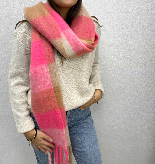 Echarpe carreaux rose femme